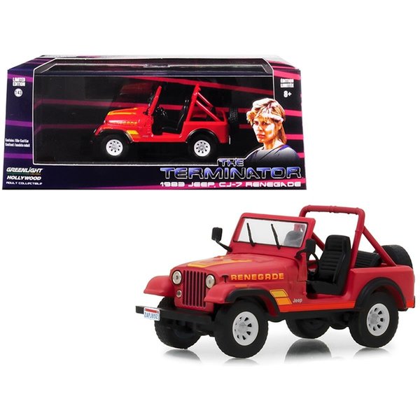 Greenlight 1 by 43 Scale Diecast for 983 Jeep CJ-7 Model Car; Renegade Red 86533